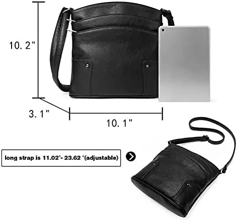 Vista 5 de CLUCI Bolsos cruzados para mujer bolso pequeño de cuero de viaje señoras de diseñador tres bolsillos bolsos vintage bolsos de hombro cartera negra