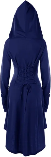Vista 2 de Disfraz de capa renacentista Gemijack con capucha para mujer, de meter, vestido largo con capucha