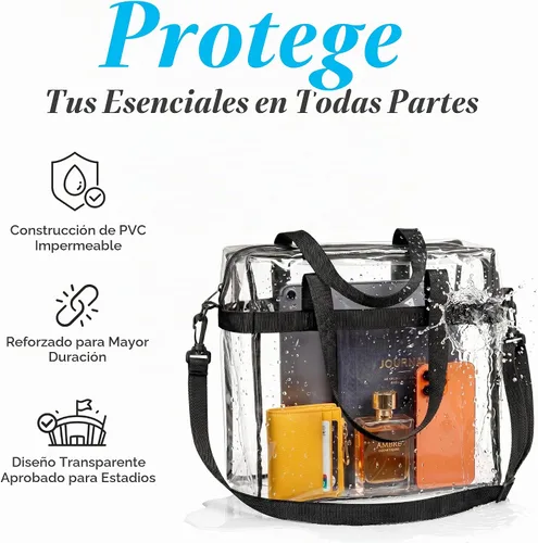 Vista 4 de Handy Laundry Bolsa transparente de 12 x 6 x 12 pulgadas, aprobada para estadios, con cierre superior y correas para el hombro, para trabajo Negro