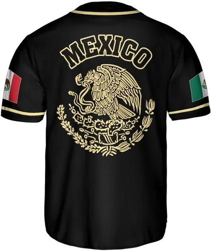 Vista 2 de Woseprints - Camiseta de béisbol mexicana personalizada para hombres y mujeres, con bandera mexicana, orgullo de la bandera mexicana