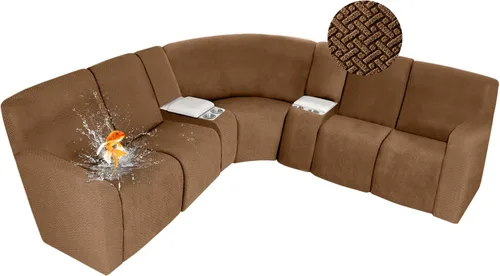 Vista 47 de ALIECOM Fundas 100% impermeables para sofá seccional reclinable, forma de L, elásticas, para esquina, funda para sofá seccional reclinable, lavable