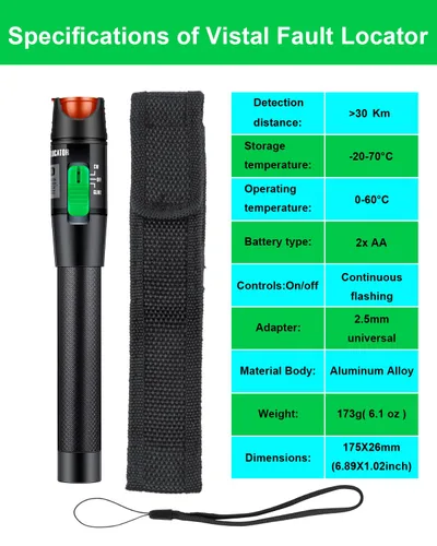 Vista 4 de Kit de terminación de fibra - Localizador visual de fallas de 18.6 mi, kit de herramientas de fibra óptica FTTH para ingeniería CATV, cuchilla