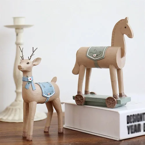 Vista 6 de Chinese feng Shui Statue Sculpture Painted Deer Desktop Decorations European Retro Small Decorations Home Living Room Wine Cabinet Desktop Crafts