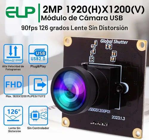 Vista 8 de ELP Global Shutter - Módulo de cámara USB de alta velocidad con lente gran angular para computadora 1080P Mini UVC USB2.0 Cámara web de marco alto
