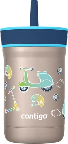 Vista 12 de Contigo Leighton - Vaso con pajita para niños con tapa a prueba de derrames, 12 onzas, Frambuesa/Azalea