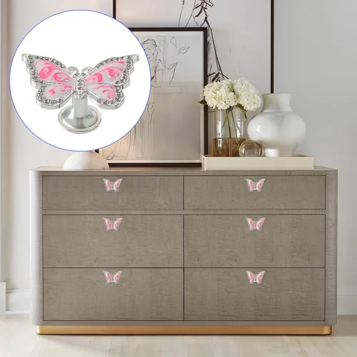 Vista 4 de Pomos de mariposa para gabinete, 6 pomos de mariposa de un solo agujero, tiradores decorativos para puerta, gabinete, cajón, armario, muebles