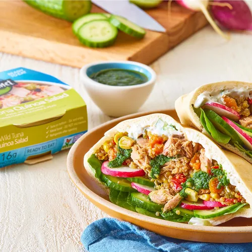 Vista 5 de Wild Planet Ensalada de quinua de atún silvestre lista para comer con maíz dulce orgánico, calabacín y guisantes, ensalada de atún, 5.6 onzas