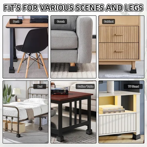 Vista 5 de elevadores de cama ajustables para muebles - elevadores resistentes de 4 o 8 o 12 pulgadas sin deslizamiento para camas/sofás/sillones, diseño