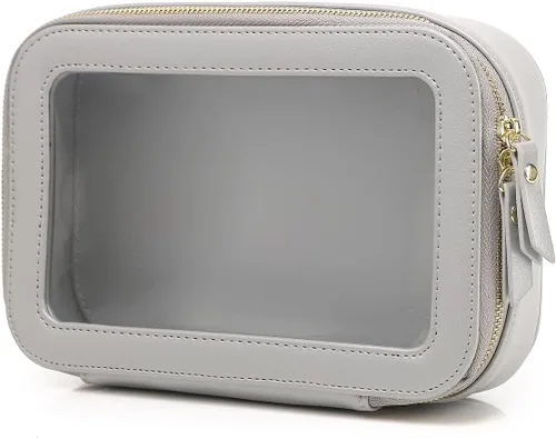 Vista 8 de Pinkmik Pequeña bolsa de maquillaje, mini estuche transparente para maquillaje y neceser con cremallera, organizador de bolsos para mujer