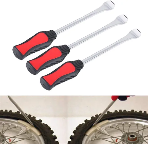 Vista 3 de Cucharas de neumáticos, herramienta de hierro de palanca, 3 piezas, cuchara de palanca de neumáticos de bicicleta, juego de herramientas