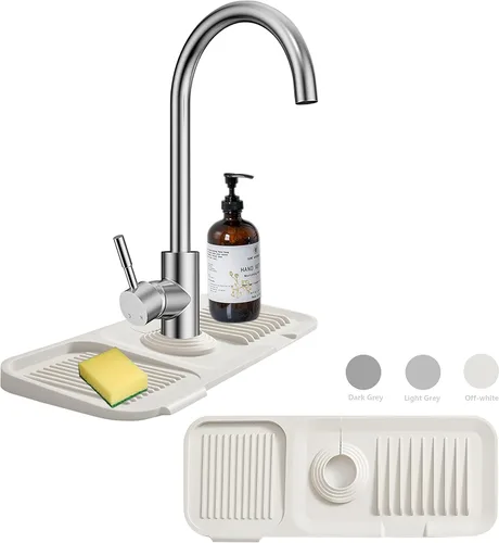 Vista 12 de Protector de fregadero de silicona, protector contra salpicaduras, bandeja colectora de goteo, soporte de esponja, se adapta al tubo de grifo de 2.5