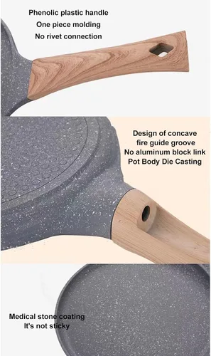 Vista 7 de Topyond Sartén para crepas, sartén antiadherente, sartén para tortilla con mango resistente al calor, aleación de aluminio con revestimiento