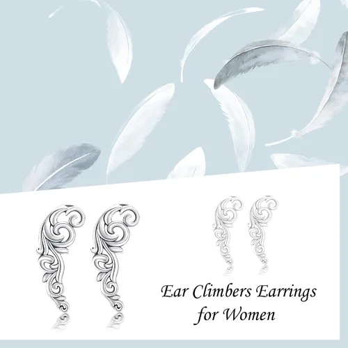 Vista 6 de Ear Climbers Earrings for Women Sterling Silver Vintage Ear Crawler Earrings Jewelry Gifts for Women Girls