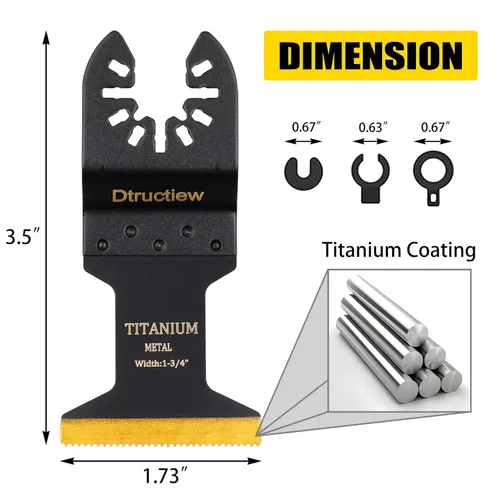Vista 2 de 6 hojas de sierra oscilantes de titanio para clavos de metal, material duro y plástico de madera, kits de cuchillas multiherramientas compatibles