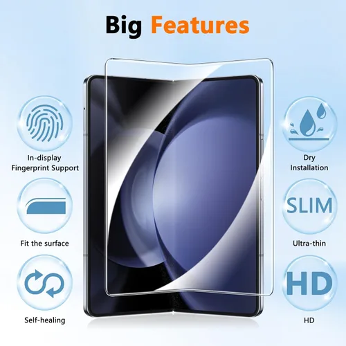 Vista 5 de Fotbor [Paquete de 2] Protectores de pantalla para Samsung Galaxy Z Fold 5, flexible y suave, película protectora EPU para pantalla