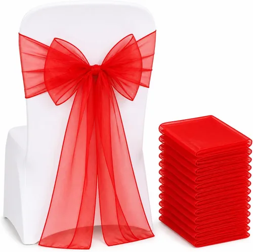 Vista 12 de Juego de 10 lazos para sillas con lazos para atar en la parte trasera, artículos decorativos para bodas, recepciones, eventos, banquetes, sillas