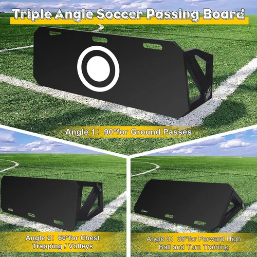 Vista 2 de Mejora de tablero de rebote de fútbol de 3 ángulos, pared de fútbol portátil para adultos y niños, equipo de entrenamiento de fútbol plegable