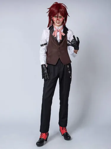 Vista 4 de Cosfun Kuroshitsuji disfraz negro Butler Grell Sutcliff Cosplay mp003219