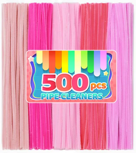 Vista 41 de IOOLEEM - Limpiapipas, 200 tallos de chenilla para hacer flores de color rosa claro