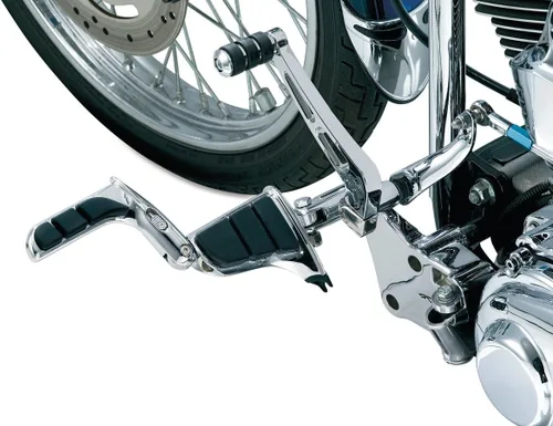 Vista 2 de Kuryakyn 4466 Estriberas de motocicleta: Reposapiés SwingWing con adaptadores de montaje macho para motocicletas Harley-Davidson 2010-19, cromado, 1