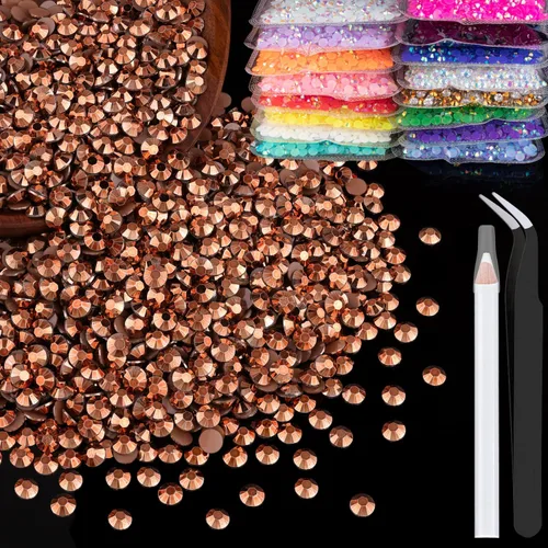 Vista 60 de 5000 piezas de 2mm de strass de resina a granel, strass de gel negros con parte posterior plana y redonda para embellecer sin termoadhesión, gemas