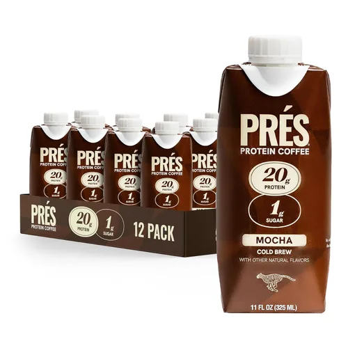 Vista 8 de PRES - Café proteico, variedad, alto en proteínas, cerveza fría real, 0.71 onzas de proteína, 0.4 oz de azúcar, 100 calorías, aperitivos
