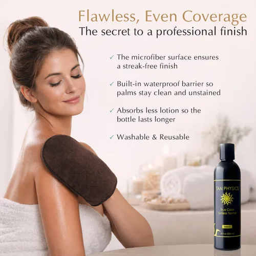 Vista 6 de Tan Physics True Color Sunless Tanner, 8 onzas líquidas (paquete de 3) con guante de bronceado, autobronceador, loción bronceadora sin sol