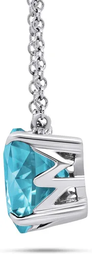 Vista 2 de Nicole Miller Collar de piedra natal de 3 quilates de corte cojín para mujer, collares con colgante de plata de ley 925, cadena ajustable de 18