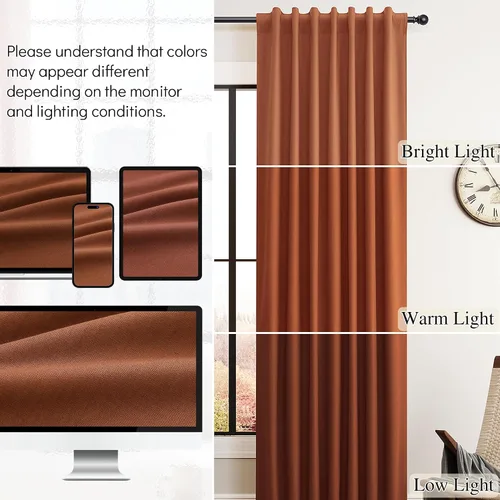 Vista 29 de Guken Cortinas opacas de lino, 2 paneles rústicos, elegantes, 100% opacas, con aislamiento térmico, banda de ganchos y trabilla trasera, 52 x 84