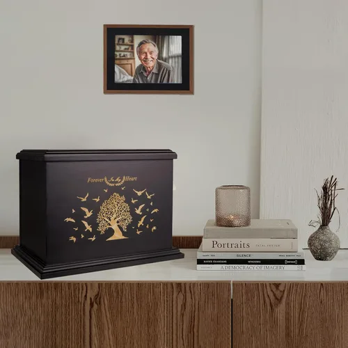 Vista 5 de Urnas de cremación para cenizas humanas de adultos hombres y mujeres, urna de madera para cenizas, urnas de marco de fotos de madera, caja y ataúd