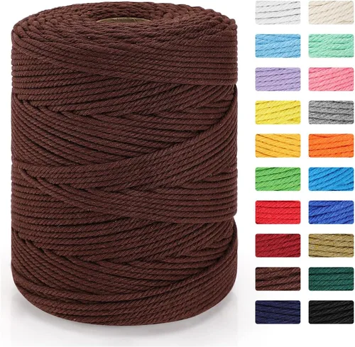 Vista 8 de Cordón de macramé de 0.157 in x 328 yardas Cuerda de macramé 100% algodón natural Cuerda de algodón trenzado de 4 hebras para manualidades, Beige