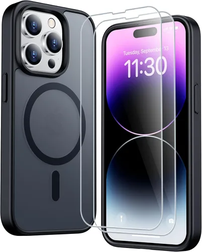 Vista 197 de SPIDERCASE Funda magnética translúcida diseñada para iPhone 11, con 2 protectores de pantalla de vidrio templado, antihuellas, para iPhone 11 de 6.1