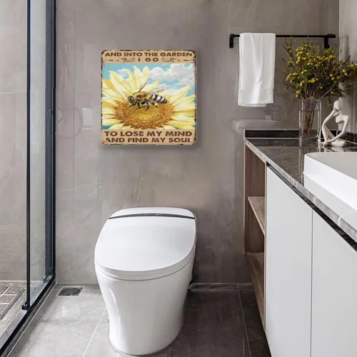 Vista 4 de Letrero de metal retro con texto en inglés «Vintage Art and Into The Garden I Go to Lose My Mind and Find My Soul» de estilo retro con texto