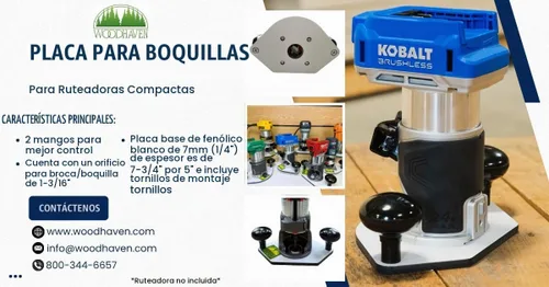 Vista 6 de Woodhaven 8370 - Placa base de buje guía para Milwaukee M18, 0.276 in de grosor
