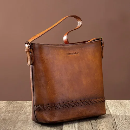 Vista 3 de Montana West Genuine Leather Purses for Women Hobo Bags with Tooling Handle & Tassels