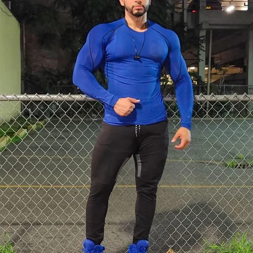 Vista 2 de Pantalones ajustados en el muslo de BROKIG para hombre, de malla, con bolsillo con cremallera, infomal.
