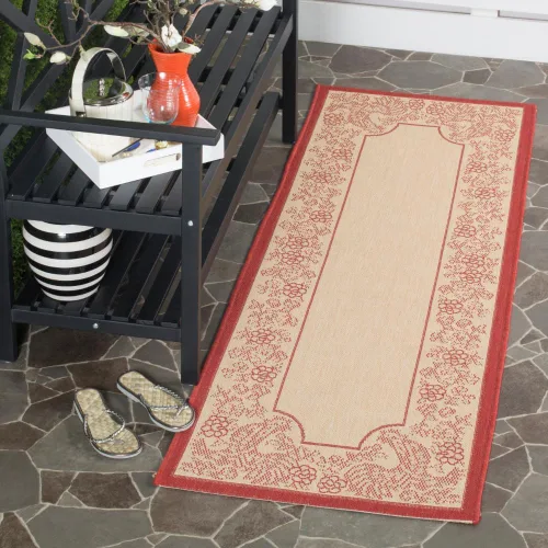 Vista 8 de SAFAVIEH Courtyard Collection - Alfombra de pasillo, 2 pies 3 pulgadas x 6 pies 7 pulgadas, color negro y arena, no desprende pelusa y de fácil