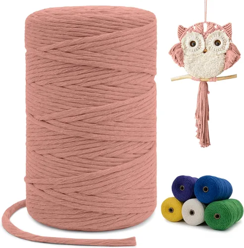 Vista 109 de Cuerda de macramé de una sola hebra de 0.197 in x 110 yardas, cuerda de macramé de algodón natural de 0.197 in, cuerda de algodón grueso para colgar