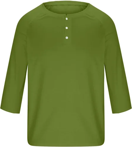 Vista 3 de Ctreela Camiseta Henley de manga 3/4 para hombre, estilo casual, ajustada, color sólido, manga larga, camiseta de béisbol