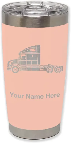 Vista 31 de LaserGram Taza aislada al vacío de 20 onzas, cabina de camión, grabado personalizado incluido (negro)