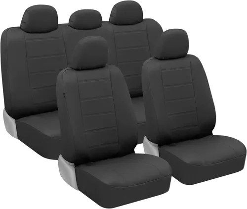 Vista 8 de BDK carXS - Fundas de asiento de automóvil de cuero beige para asientos delanteros, 4 piezas, piel sintética, incluye fundas de asiento delantero