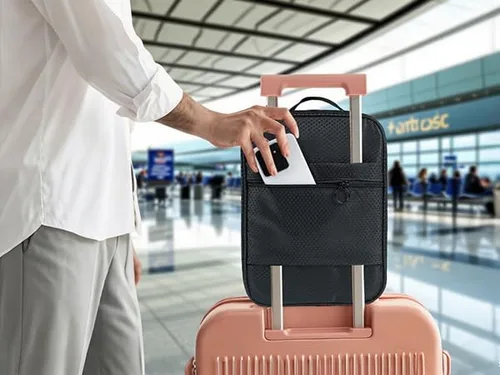Vista 2 de Aosbos Bolsas de zapatos de 2 capas para viajes con funda de carretilla, bolsa portátil para almacenamiento de zapatos, cubos de embalaje de zapatos