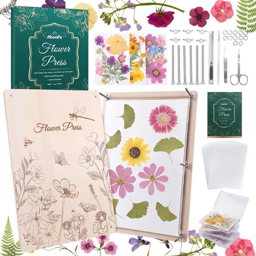 Vista 12 de Aboofx Creativity - Kit de arte de flores prensadas para niños, kit de prensa de flores pequeñas para manualidades de flores prensadas y prensado