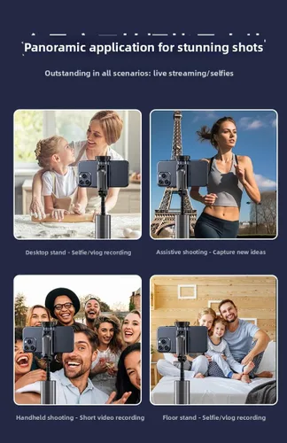 Vista 5 de Trípode Selfie Stick para iPhone y Android, trípode portátil con control remoto Bluetooth, apertura con un solo clic, compacto y ligero, todo en 1