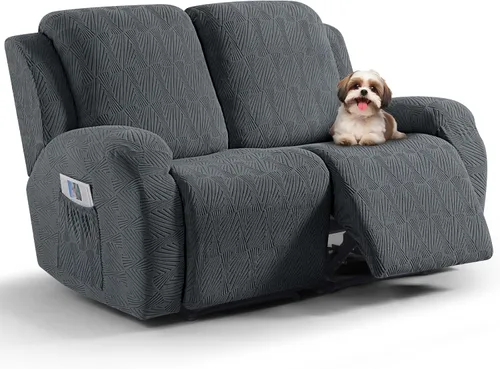 Vista 37 de VANSOFY Fundas para sillas reclinables, 4 piezas, elásticas, de tela jacquard, suave funda para silla reclinable, protector de muebles con parte