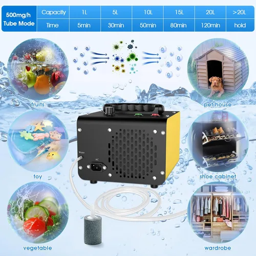 Vista 3 de JOBYNA Generador de ozono Agua Aire, 28,000 mg/h Modo de aire y 500 mg/h Modo de agua Purificador de aire de ozono, Máquina de ozono doméstico e