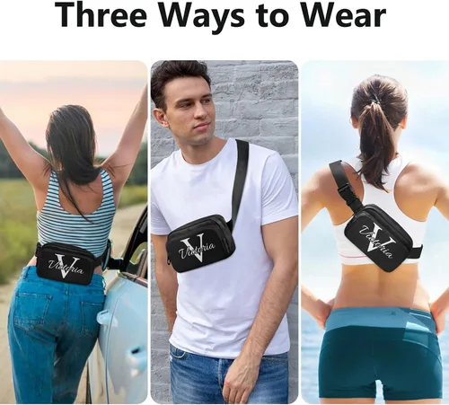Vista 5 de Riñoneras personalizadas para mujeres y hombres, bolsa de cinturón personalizada con correa ajustable, riñoneras de moda, bolsa cruzada para la #01