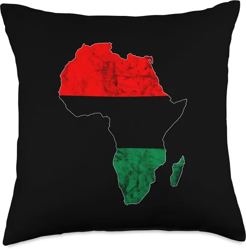 Vista 4 de Pan African Pride Black History Pan African UNIA Flag Map Africa Afro-American Juneteenth Throw Pillow, 16x16, Multicolor