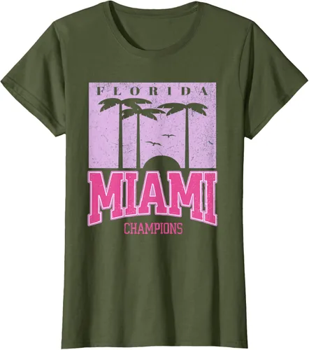 Vista 23 de MIAMI Beach Sunset Camiseta Florida Miami Palm Trees Camiseta Camiseta, Negro