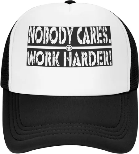 Vista 3 de Nobody Cares Work Harder Trucker Hat Gorra de béisbol para mujeres y hombres, sombrero de papá, sombrero de vaquero de golf, sombreros de sol